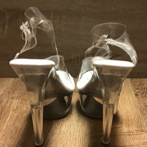 ELLIE CLEAR 2” LUCITE PLATFORM OPEN TOES EXOTIC DANCER 6” HIGH HEELS Size 10M - Picture 6 of 14